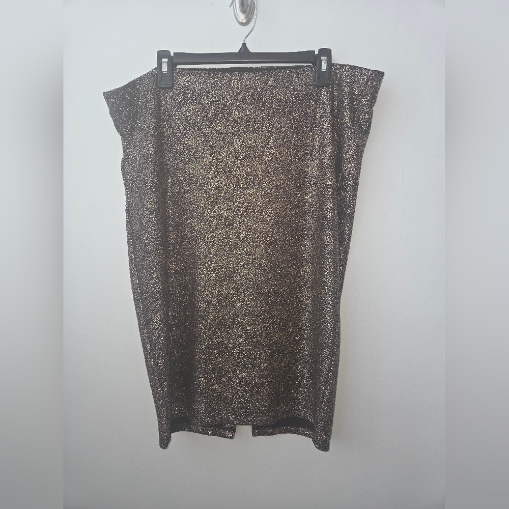 Torrid Black and Gold Glitter Pencil Skirt